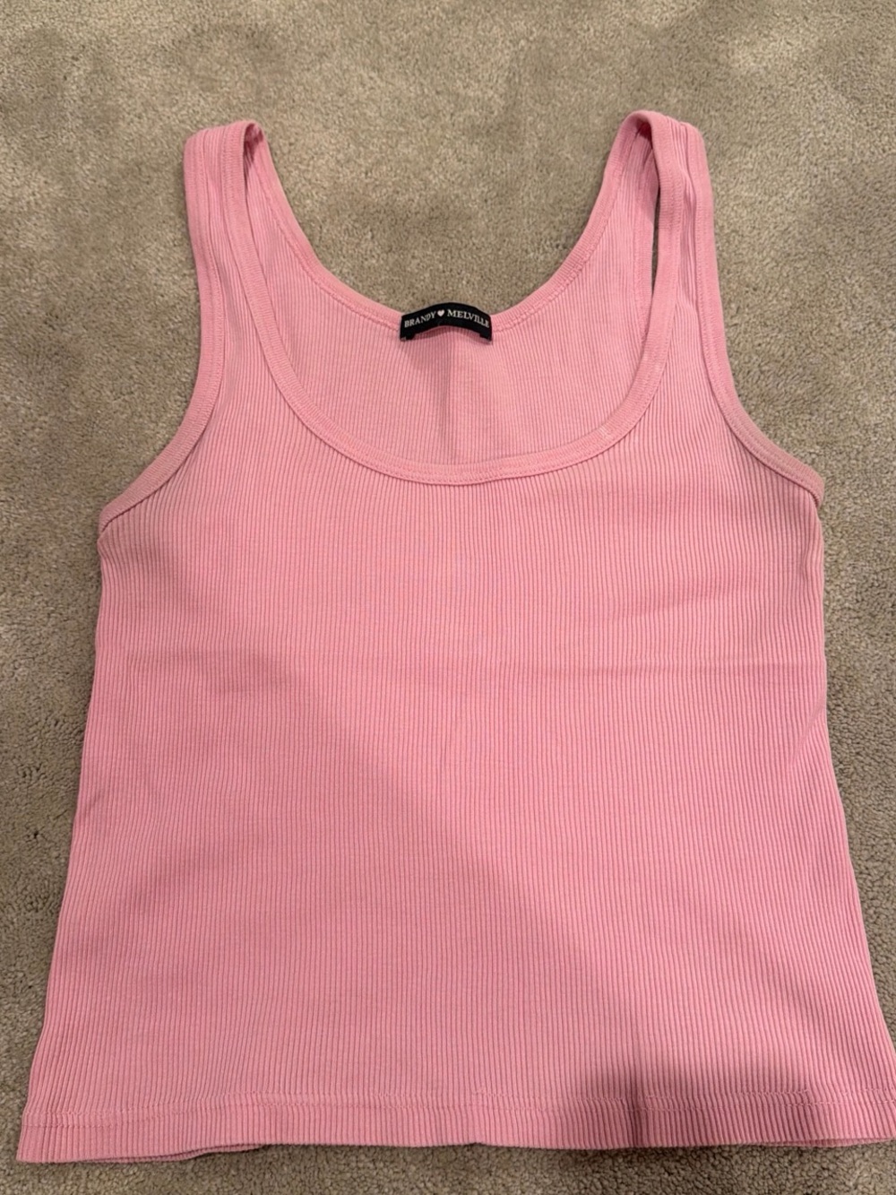 Brandy Melville Pink Ribbed Scoop Tank